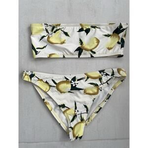 Dippin Daisys Swim Bandeau Bikini Lemon Floral Print Swimsuit Beach